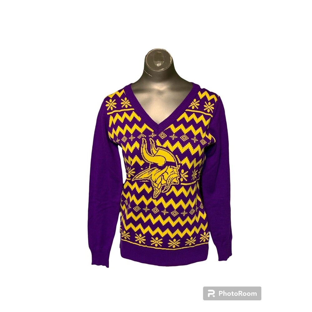 NWT Minnesota Vikings FOCO NFL Official Vneck Sweater Size Small
